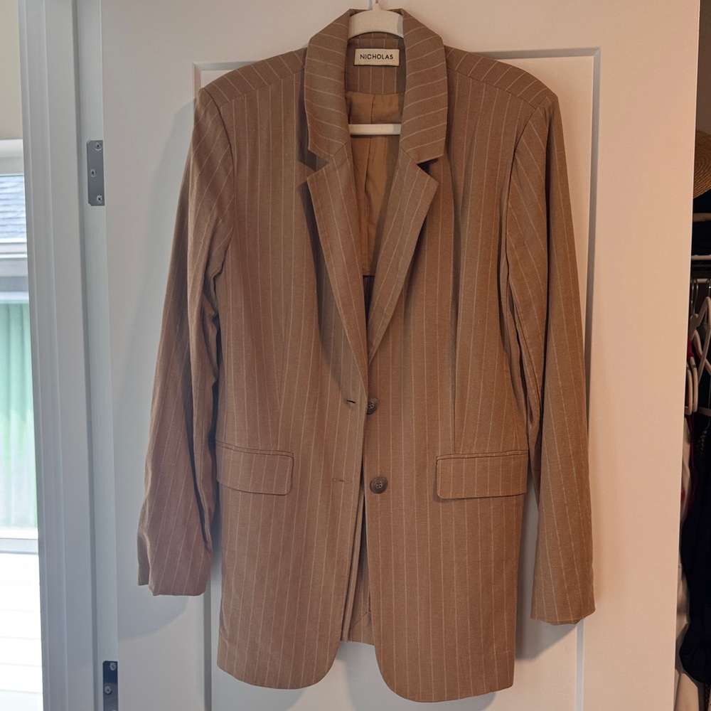 NICHOLAS Camel Pinstripe Blazer